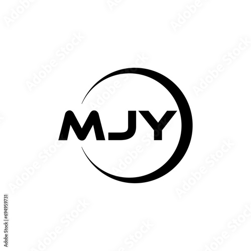 MJY letter logo design with white background in illustrator, cube logo, vector logo, modern alphabet font overlap style. calligraphy designs for logo, Poster, Invitation, etc. photo