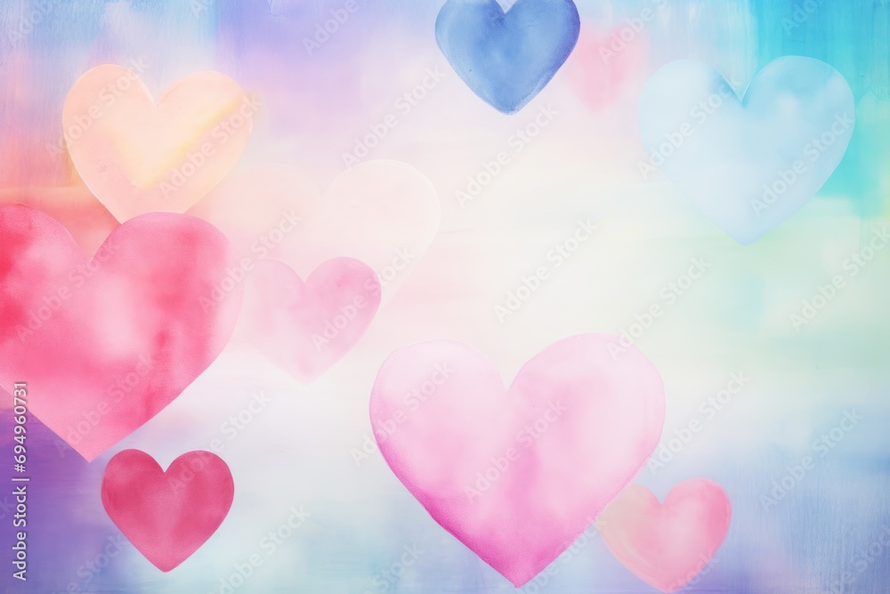 Colorful white heart wallpaper Watercolor background of Valentine's Day concept