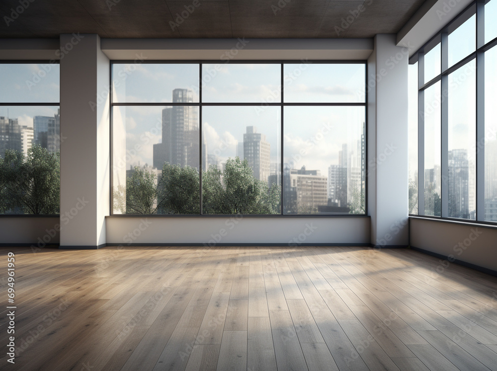 Fototapeta premium 3d render of a cleaned office buliding flat - interior concept.