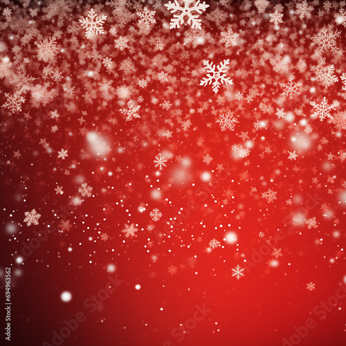 Christmas red background with falling snowflakes