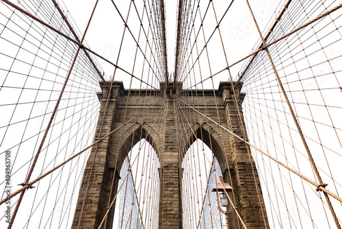 Brooklyn Bridge isolated on white transparent, New York city, Manhattan. PNG