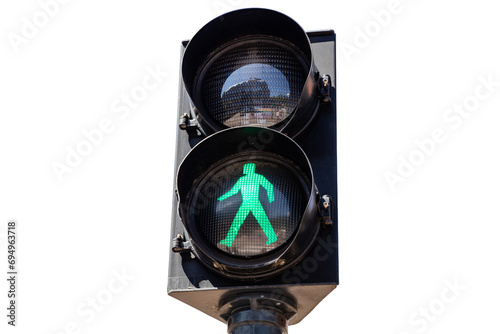 Canvastavla Green light for pedestrians isolated on white transparent, go sign PNG