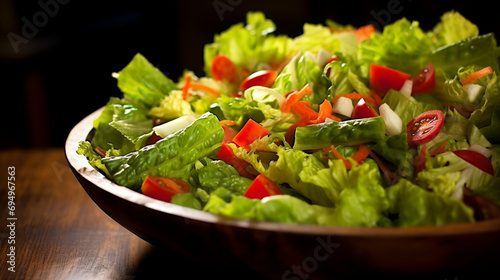 Colorful vegetable salad stock photo Salad Lettuce. Generative AI