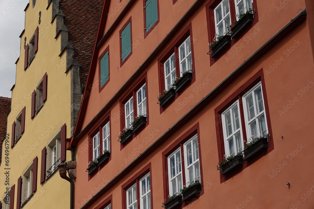 Facades of old houses in a German city