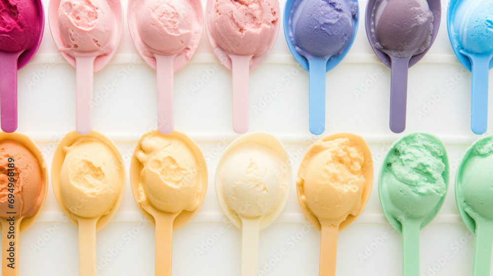 Ice cream bottom border over a pink background. Soft, pastel colors. Copy space. Generative AI Ice cream bottom border over a pink background. Soft, pastel colors. Copy space. Generative AI