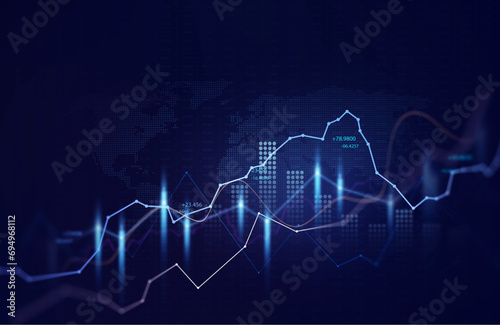 Price graph and indicator. Stock market invest and crypto currency. 