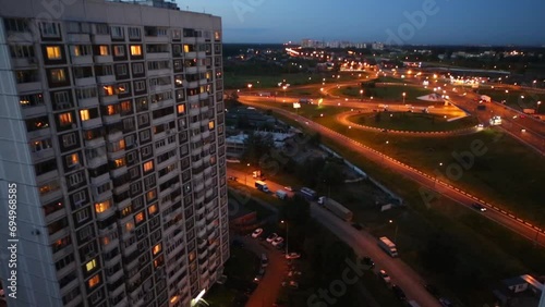 Traffic at Schelkovskaya interchange MKAD at night  photo