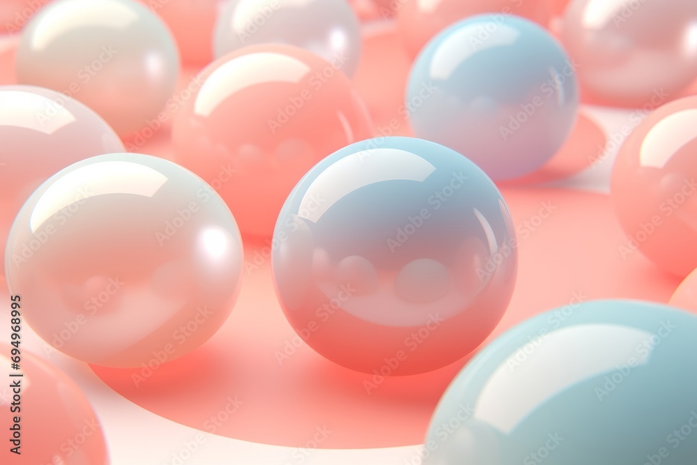 Geometric shapes. Pastel spheres abstract background
