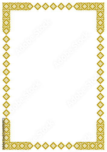 Golden vector frame with arabesques and orient elements, frame with ornament vector illustration	