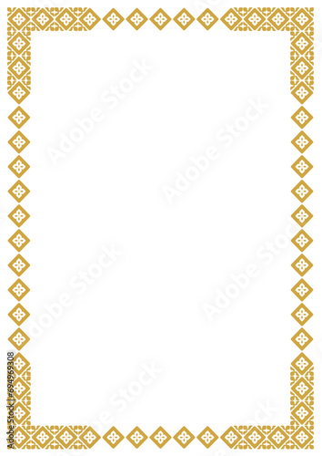 Golden vector frame with arabesques and orient elements, frame with ornament vector illustration	