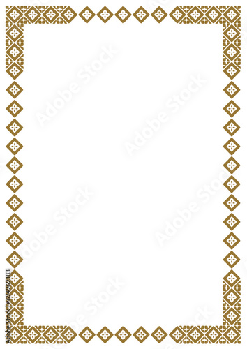 Golden vector frame with arabesques and orient elements, frame with ornament vector illustration	