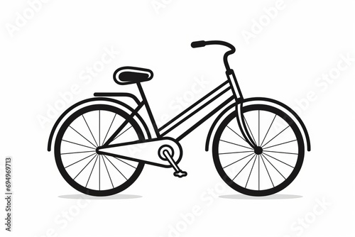 Black and white icon of a modern bicycle with no shadow