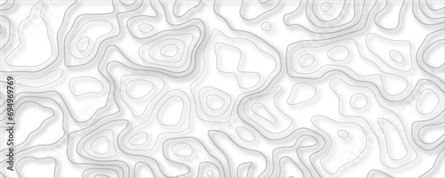 Contour map background. Vector geography scheme and terrain. Topography grid map. Stylized topographic contour map. Geographic line mountain relief. Abstract white lines or wavy backdrop background. 