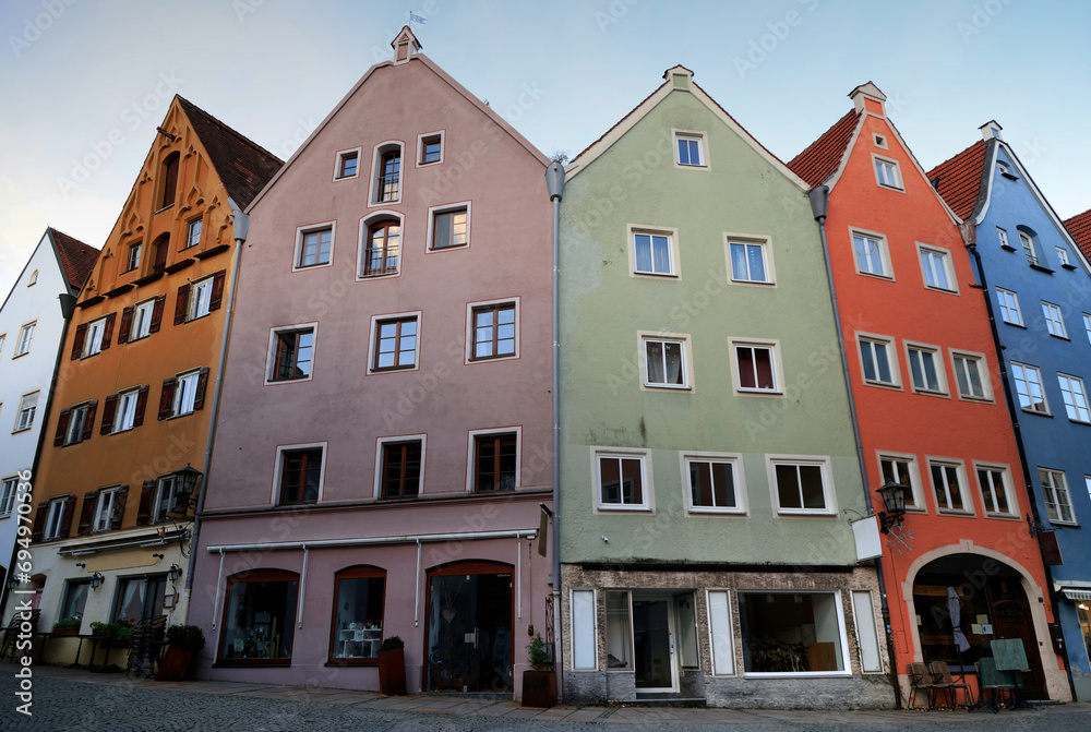 The characteristic houses of the city of Fussen in Bavaria The characteristic houses of the city of Fussen in Bavaria