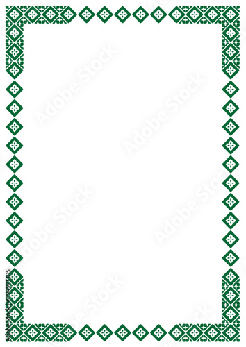 Green Vector frame with arabesques and orient elements, frame with ornament vector illustration	
