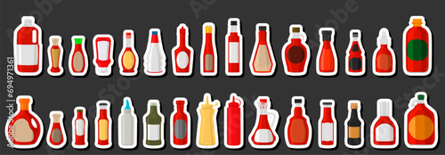 Illustration on theme big kit varied glass bottles filled liquid sauce chili