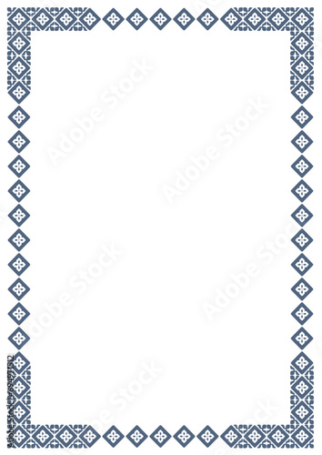 Blue Vector frame with arabesques and orient elements, frame with ornament vector illustration	