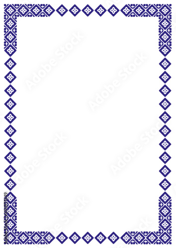 Blue Vector frame with arabesques and orient elements, frame with ornament vector illustration	