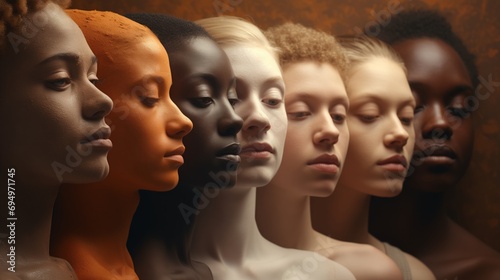 Different people with different shades of skin color. Individuality, Diversity image concept.