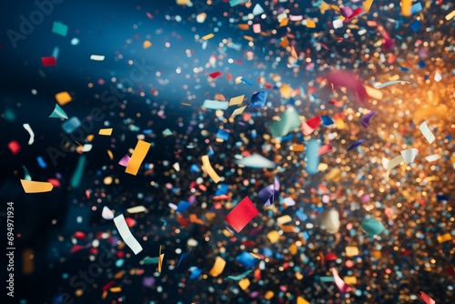 Confetti in the air. Winning, competition, happiness image concept. photo