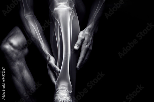 X-ray image of a mans leg close up. ai generative photo