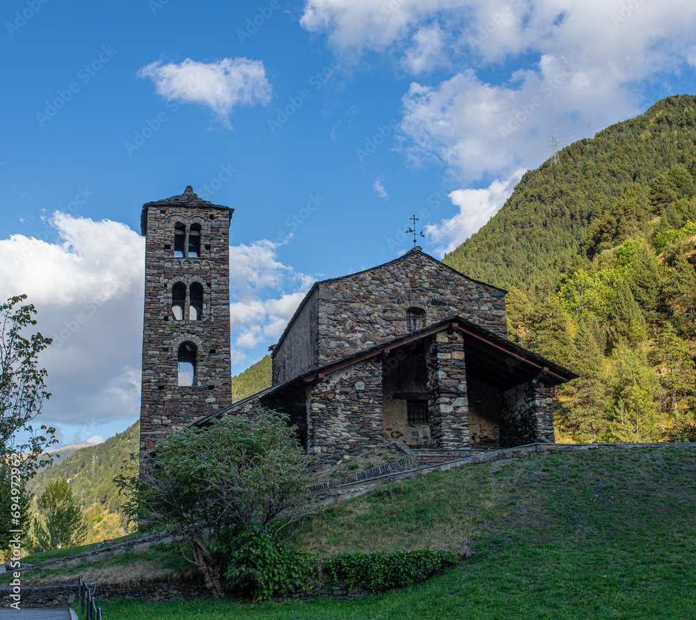 Sant Joan de Caselles in Canillo: 12th-century Romanesque church tower bell renowned exemplar of Andorran religious Romanesque architecture
