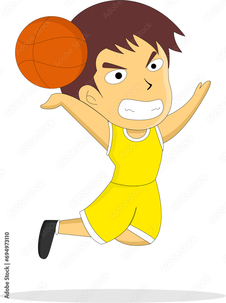 Vector illustration of a boy playing basketball Vector illustration of a boy playing basketball