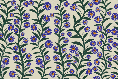 Seamless vine floral pattern in vector for background, wallpaper, tile, fabric, wrapping, etc.