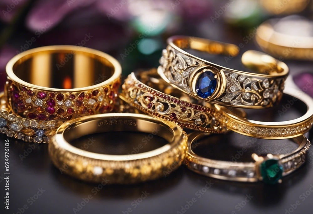 Variety of exquisite jewelry containing jewelry gold diamond gemstones