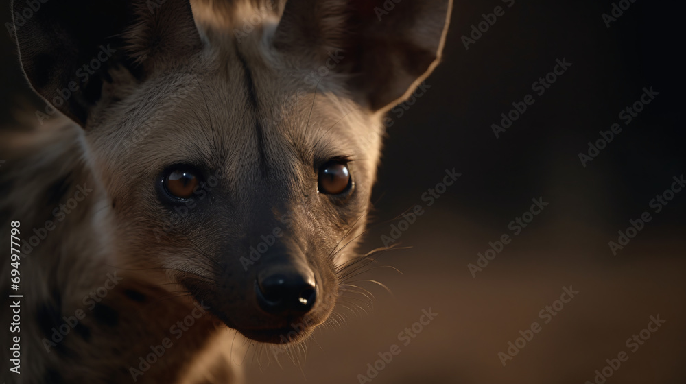 close-up shot of the enigmatic eyes of an aardwolf
