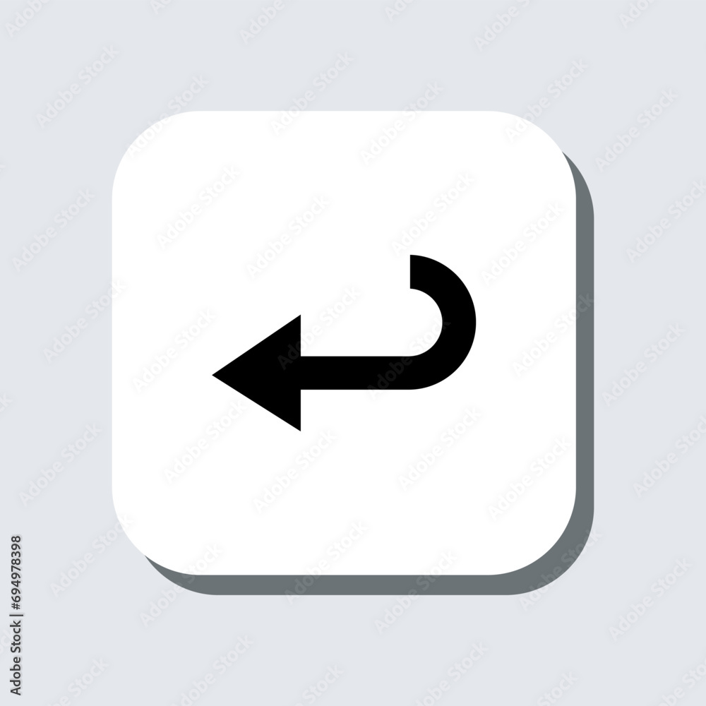 Directional arrow icon vector. Turn sign symbol in trendy flat style. Arrow left vector icon illustration in square isolated on gray background Directional arrow icon vector. Turn sign symbol in trendy flat style. Arrow left vector icon illustration in square isolated on gray background