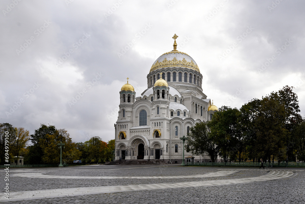 Naval cathedral of Saint Nicholas in Kronstadt, Orthodox cathedral, Russia