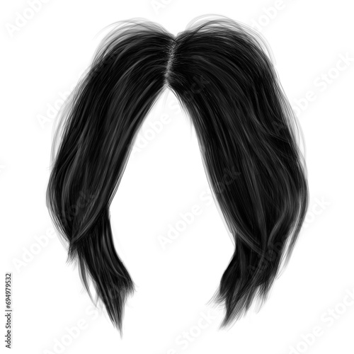 Modern short hair png free hand painted illustration photo
