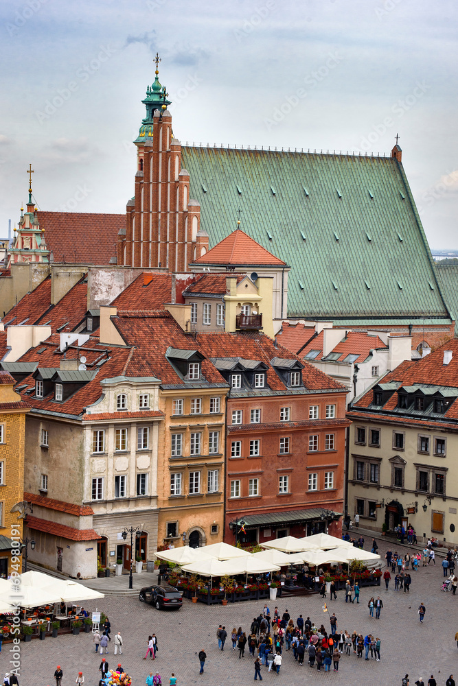 Obraz premium Aerial view of Warsaw Old Town, Poland