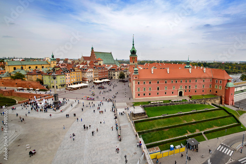 Warsaw, Royal castle and old town panoramic view