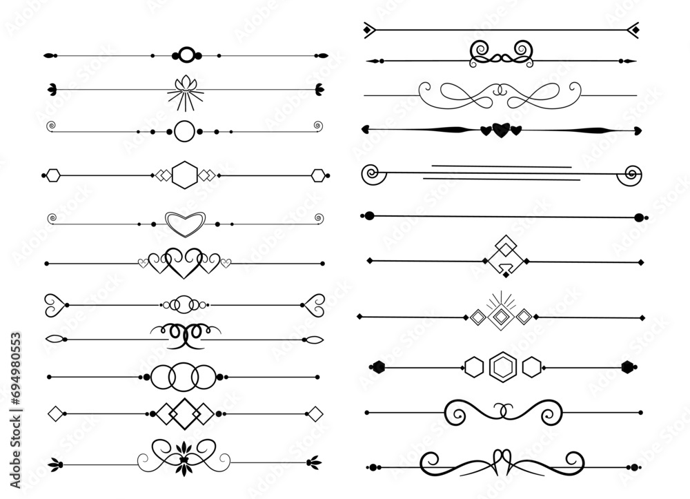 Calligraphic ornamental element collection