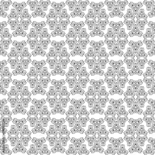 decorative floral wallpaper. seamless monochrome black and white pattern. abstract ornament. cover. print.