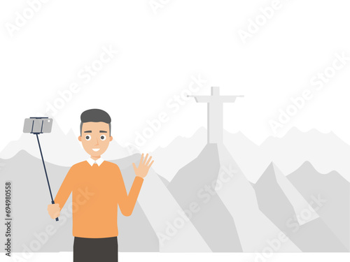 Travel bloggers live broadcast live on tourist attractions with their mobile phones