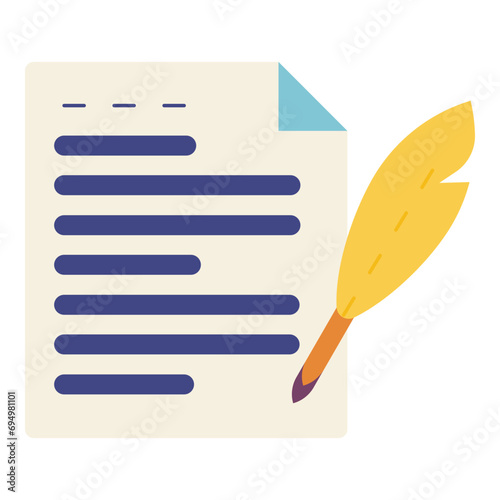 writing letter using quill illustration
