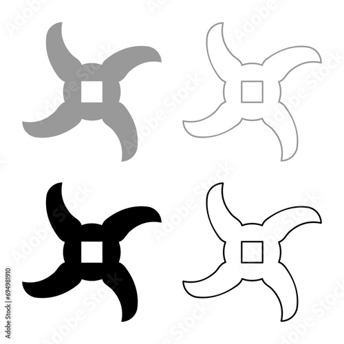 Knife for meat grinder mincer chopper accessory spare component part set icon grey black color vector illustration image solid fill outline contour line thin flat style