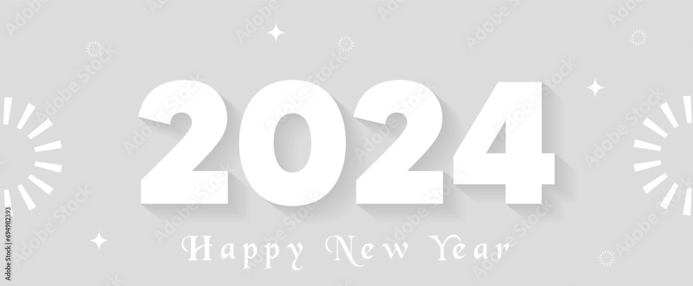 happy new year 2024 vector poster on grey abstract background