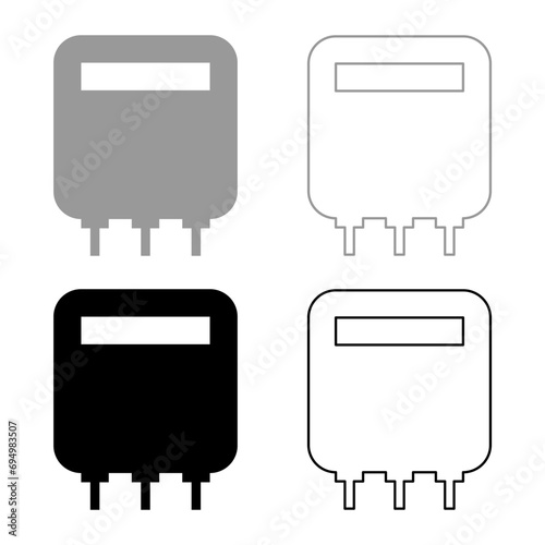 Electric meter home electricity power counts energy measuring consumption equipment set icon grey black color vector illustration image solid fill outline contour line thin flat style
