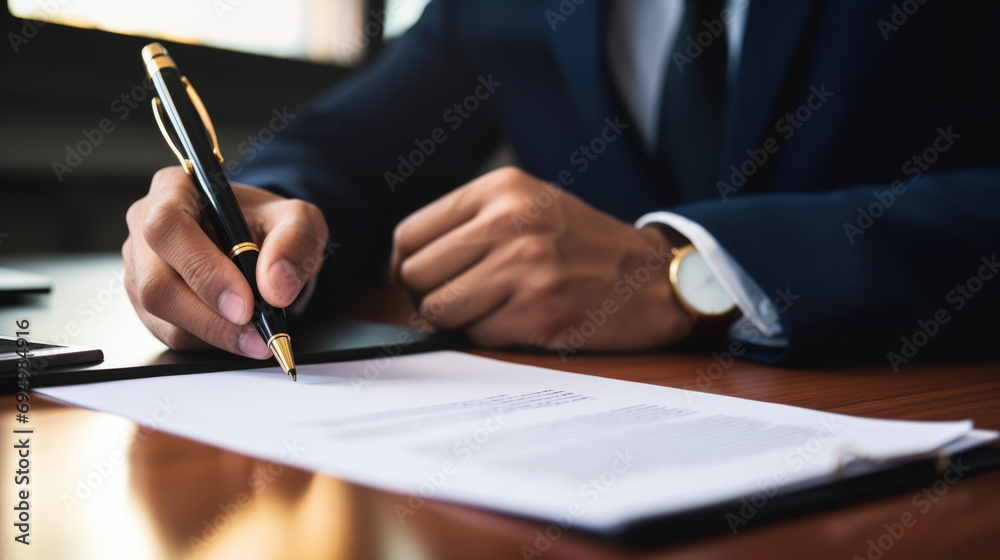 Man signing contract. Man signing contract.
