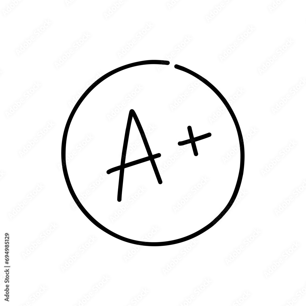 A+ grade, school test score, result of examination. Vector hand-drawn illustration in doodle style. Perfect for logo, various designs. A+ grade, school test score, result of examination. Vector hand-drawn illustration in doodle style. Perfect for logo, various designs.