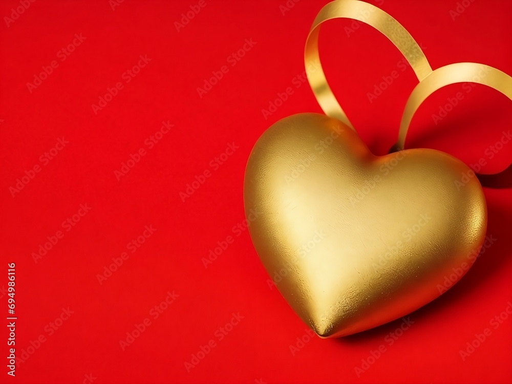 heart with ribbon, Valentine's Day background with glass ball with red heart symbol inside on a beautiful nature blurred background	