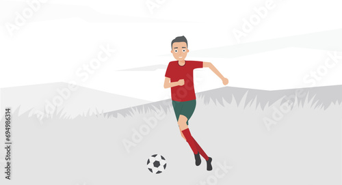 Soccer players wearing Portuguese soccer jerseys running around the pitch