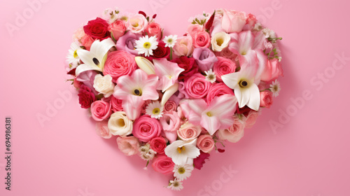 Heart-shaped arrangement of beautiful flowers