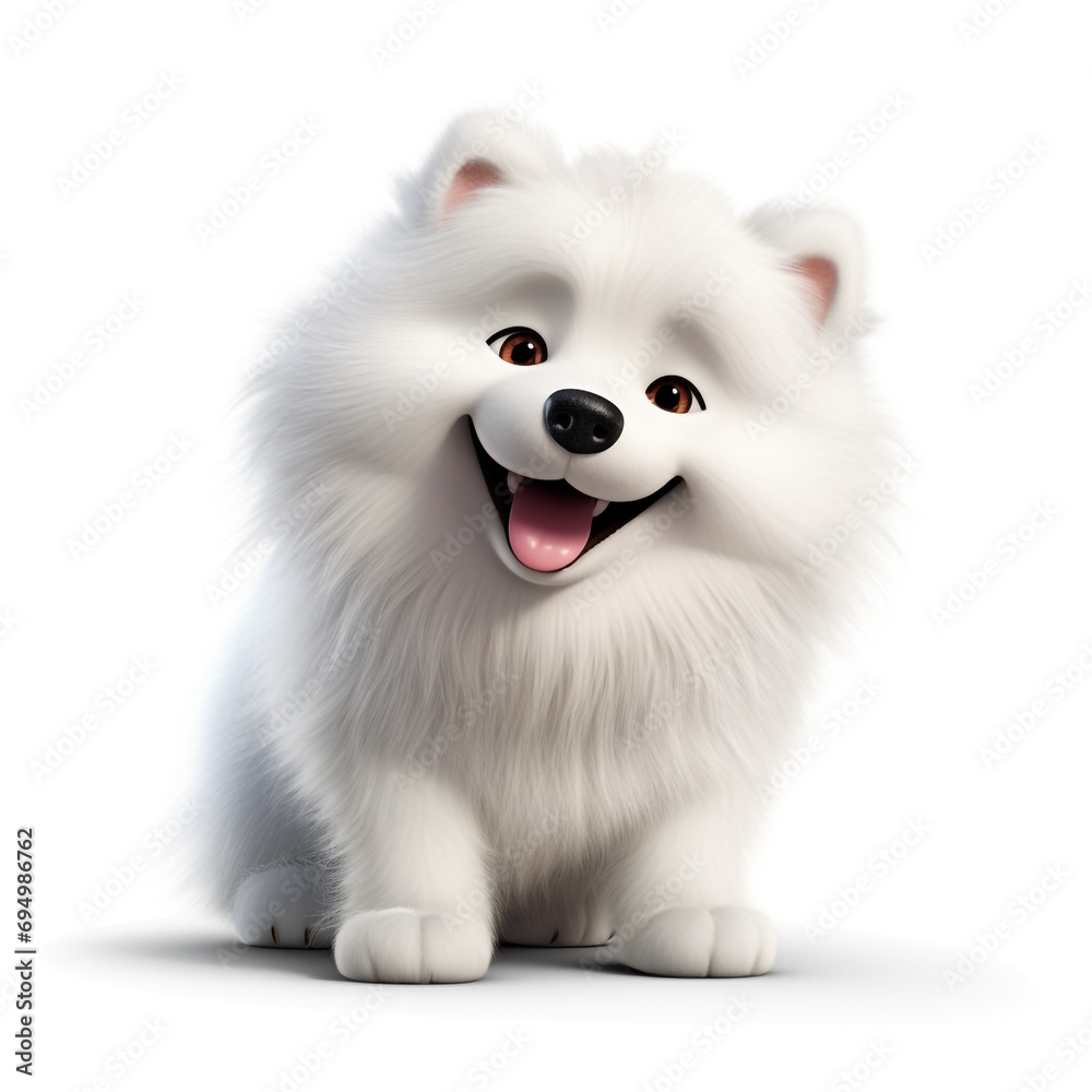 Obraz premium Dog chubby cute,cartoon,character design,illustration,3d,full body,on isolate white background created with Generative Ai