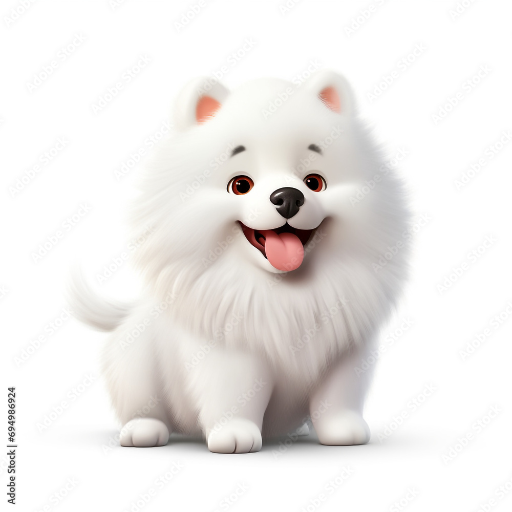 Obraz premium Dog chubby cute,cartoon,character design,illustration,3d,full body,on isolate white background created with Generative Ai