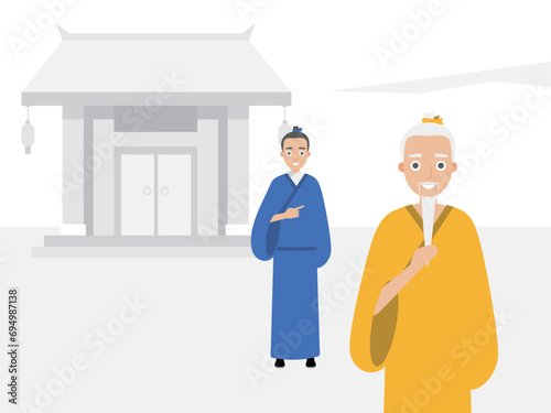 China's very wise ancient old man interacted with his disciples